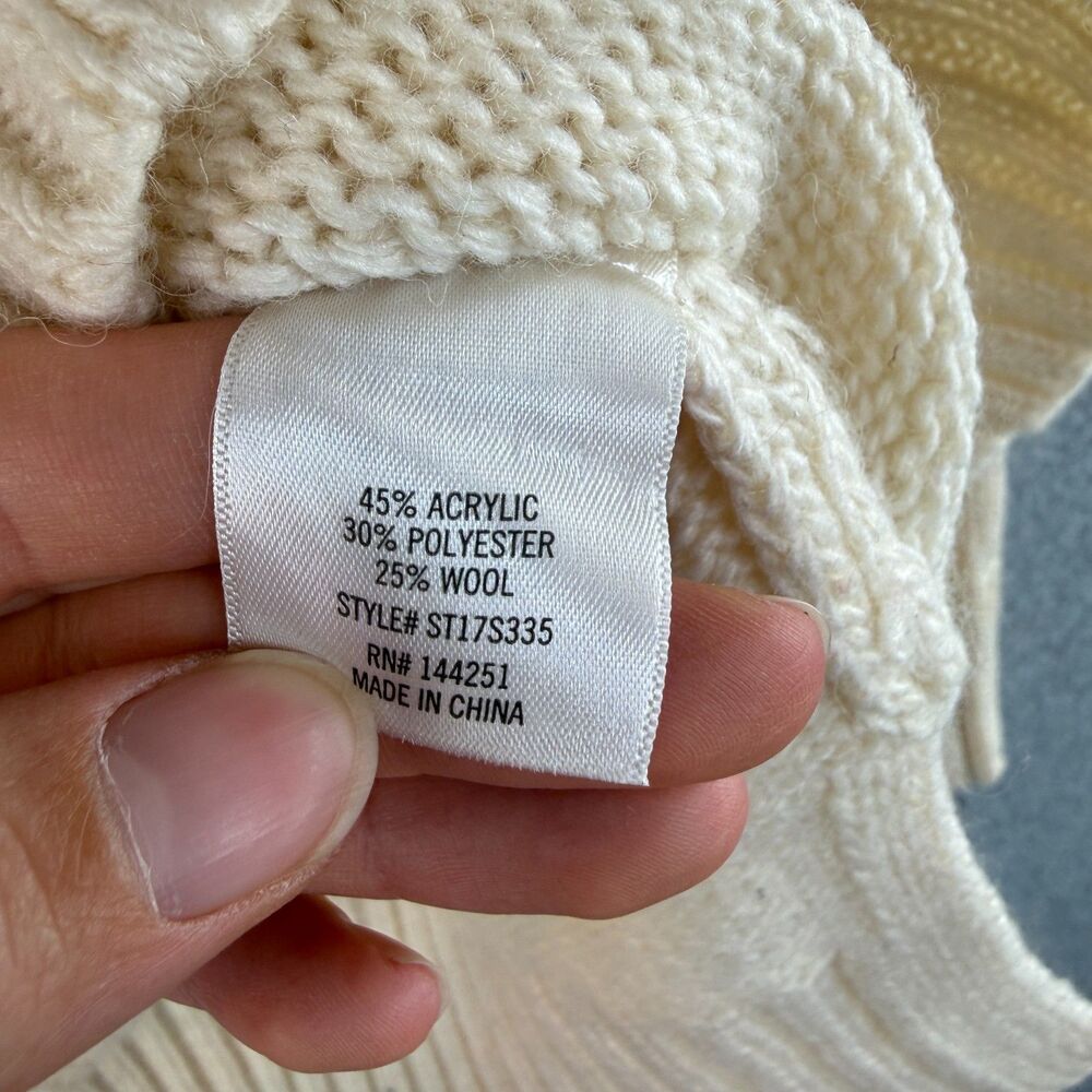 Alya Women's Fair Isle Multi-Color Ivory Wool Blend Turtleneck Sweater Preppy M - Picture 6 of 6